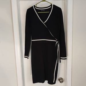 Black Dress with White Stripes and Bow